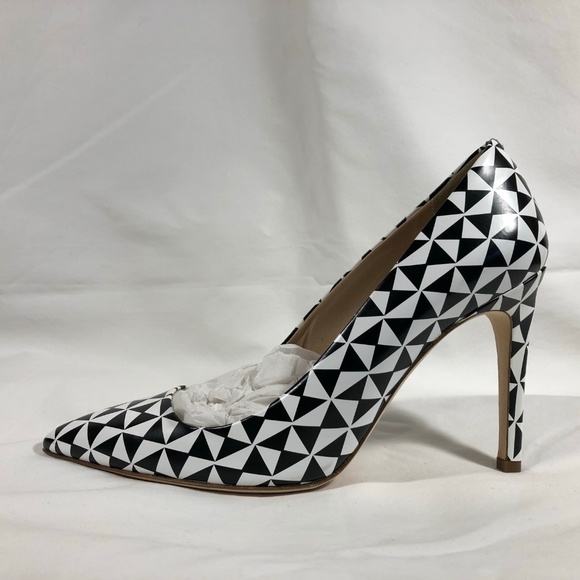 J. Crew Black and White triangle patterned heels - Picture 4 of 5